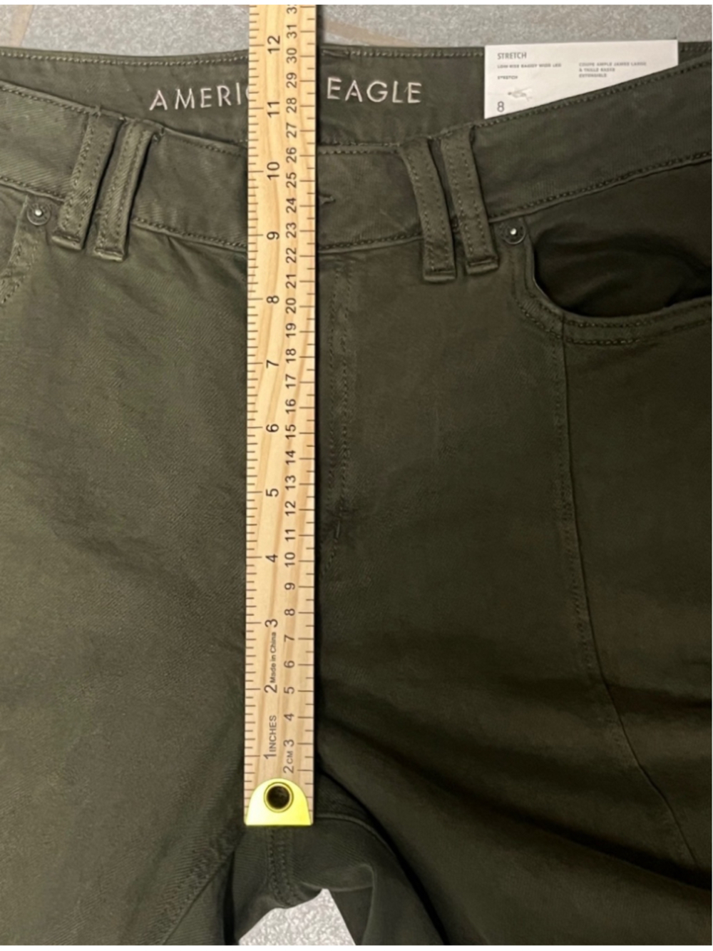American Eagle Olive Green Low Rise Baggy Wide Leg Pants Size 8 NWT - Picture 6 of 9